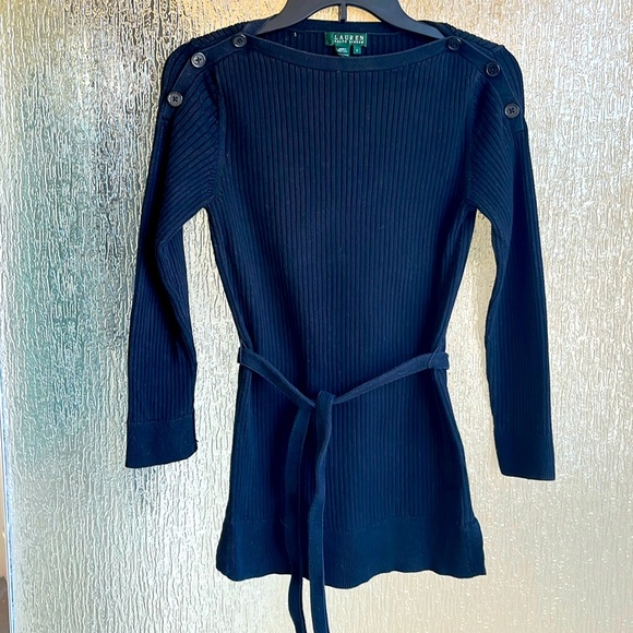 Lauren Ralph Lauren Sweaters - Ralph Lauren small black sweater with waist tie and button detailing on …